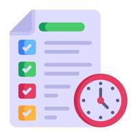 Document and timepiece, concept of project deadline flat icon vector