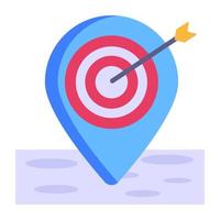 Navigation pointer and dartboard, concept of target location flat icon vector