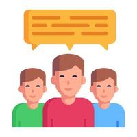 Group of people and speech bubble, flat icon of communication vector