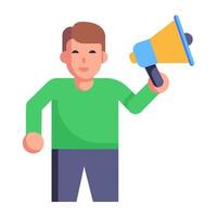 Megaphone and location pin denoting concept of local advertising flat icon vector