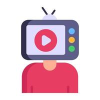 Tv streaming flat icon with editable facility vector