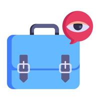 A trendy flat icon of portfolio view, briefcase and eye vector