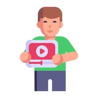 Person holding magnifier denoting flat icon of checking vector