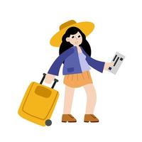 mujer en el aeropuerto. chica con maleta prisa. equipaje y equipaje.