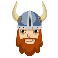 vikingo. linda cara de un guerrero. niños divertidos personaje escandinavo vector