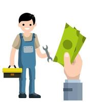 Cartoon illustration - technician man in uniform. young boy worker. vector