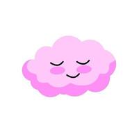 nube sonriente. personaje kawaii. objeto rosa del cielo. vector