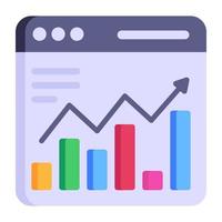 A well-designed flat style icon of web analytics, descriptive data vector