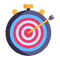 Stopwatch and dartboard, concept of target time flat icon vector