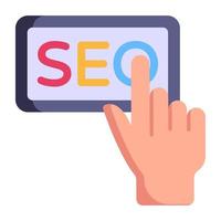Handheld device, flat style icon of seo optimization vector