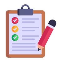 Clipboard checklist and pencil, flat style icon of seo audit vector