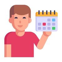 Person with calendar, concept of event planner flat icon vector