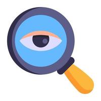 Magnifier and eye, concept flat icon of monitoring, vector