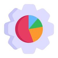 Cogwheel and pie chart, concept of seo data flat icon vector