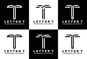 Set of creative letter T monogram logo template vector