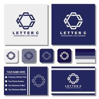 Creative letter c monogram logo with business card vector