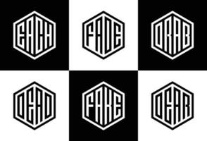 Set of creative hexagonal monogram logo template vector