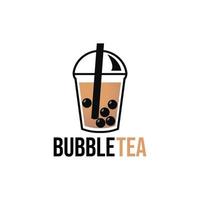 cute bubble tea logo vector illustration