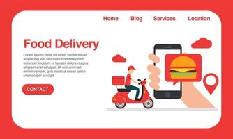 online food delivery website design user interface application vector