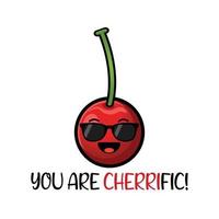 Cute red cherries with quotes vector