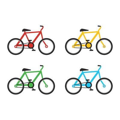 Bike transport flat icons set. Set of vector modern bikes and colorful style