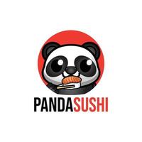 Panda holding sushi logo vector illustration