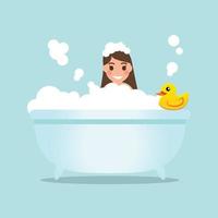 mujer bañándose vector ilustración de dibujos animados