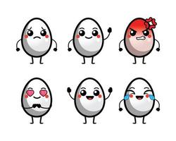 Cute white egg characters vector illustration