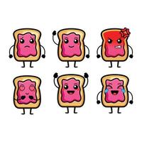 strawberry jam loaf bread character vector