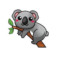 lindo koala árbol trepador, ilustración vectorial vector