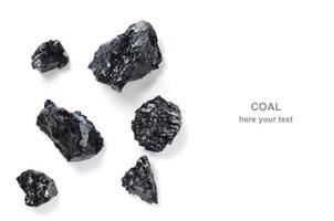 Hard coal on white background.Fuel and energy. photo