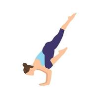 A woman does yoga poses on a white background vector