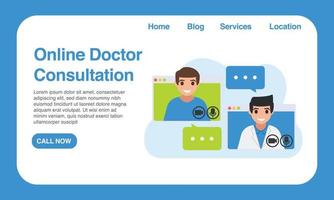 aplicación de interfaz de usuario de diseño de sitio web de consulta médica en línea vector