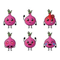Cute purple onion character vector illustration