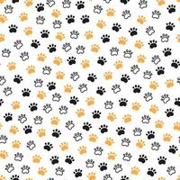 Seamless dog pattern with paw prints. Cat foots texture. Pattern with doggy pawprints. Dog texture. Hand drawn vector illustration in doodle style on white background