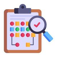 Flowchart and magnifier, concept of data evaluation flat icon vector