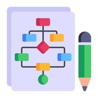 Flowchart and magnifier, concept of data evaluation flat icon vector