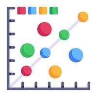 A modern flat style icon of scatter chart, descriptive data vector