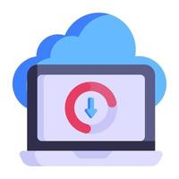 Download premium flat icon of cloud download, internet data storage vector