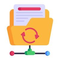 Shared data file, flat icon of folder update vector