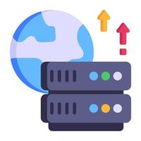 Worldwide data hosting, flat icon of global data vector