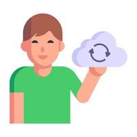 Internet storage backup, flat icon of cloud sync vector