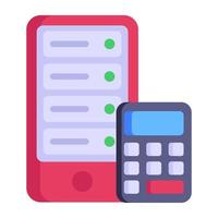 Server nd calculator, flat icon of storage calculation vector