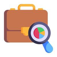 Bag and magnifier, flat icon of job search vector