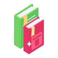 obtener conocimiento por libros, icono isométrico vector