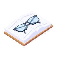 Get knowledge by books, isometric icon vector