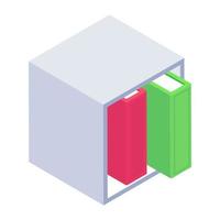 obtener conocimiento por libros, icono isométrico vector