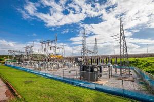 Part of high-voltage substation with switches and disconnectors photo