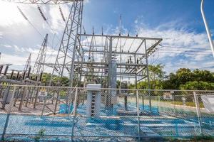 Part of high-voltage substation with switches and disconnectors photo