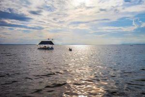 Pontoon floating in the water photo